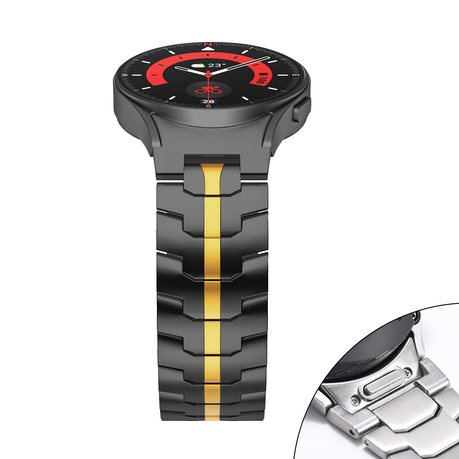 Applicable Samsung watch band stainless steel solid metal band Galaxy Watch5/6/7 Iron Man steel band