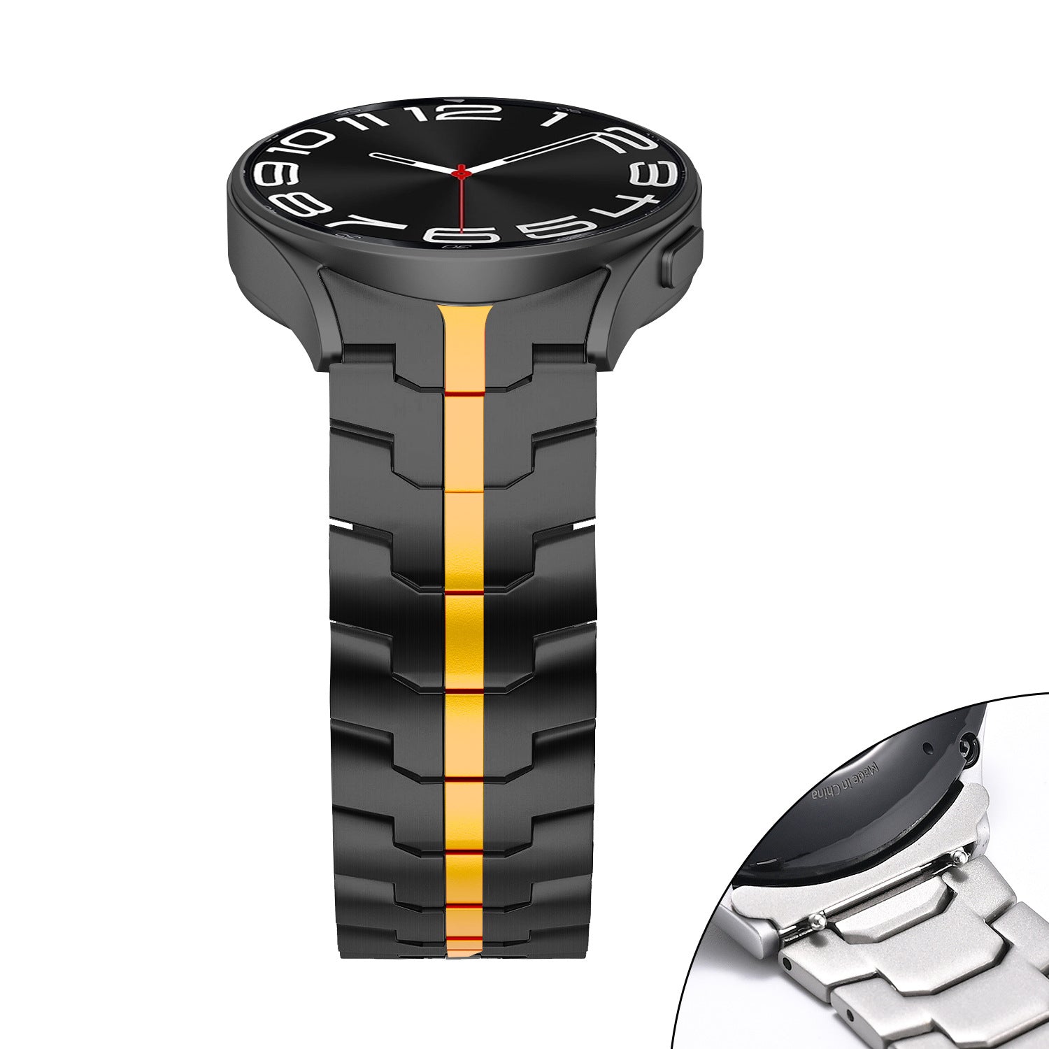 Applicable Samsung watch band stainless steel solid metal band Galaxy Watch5/6/7 Iron Man steel band