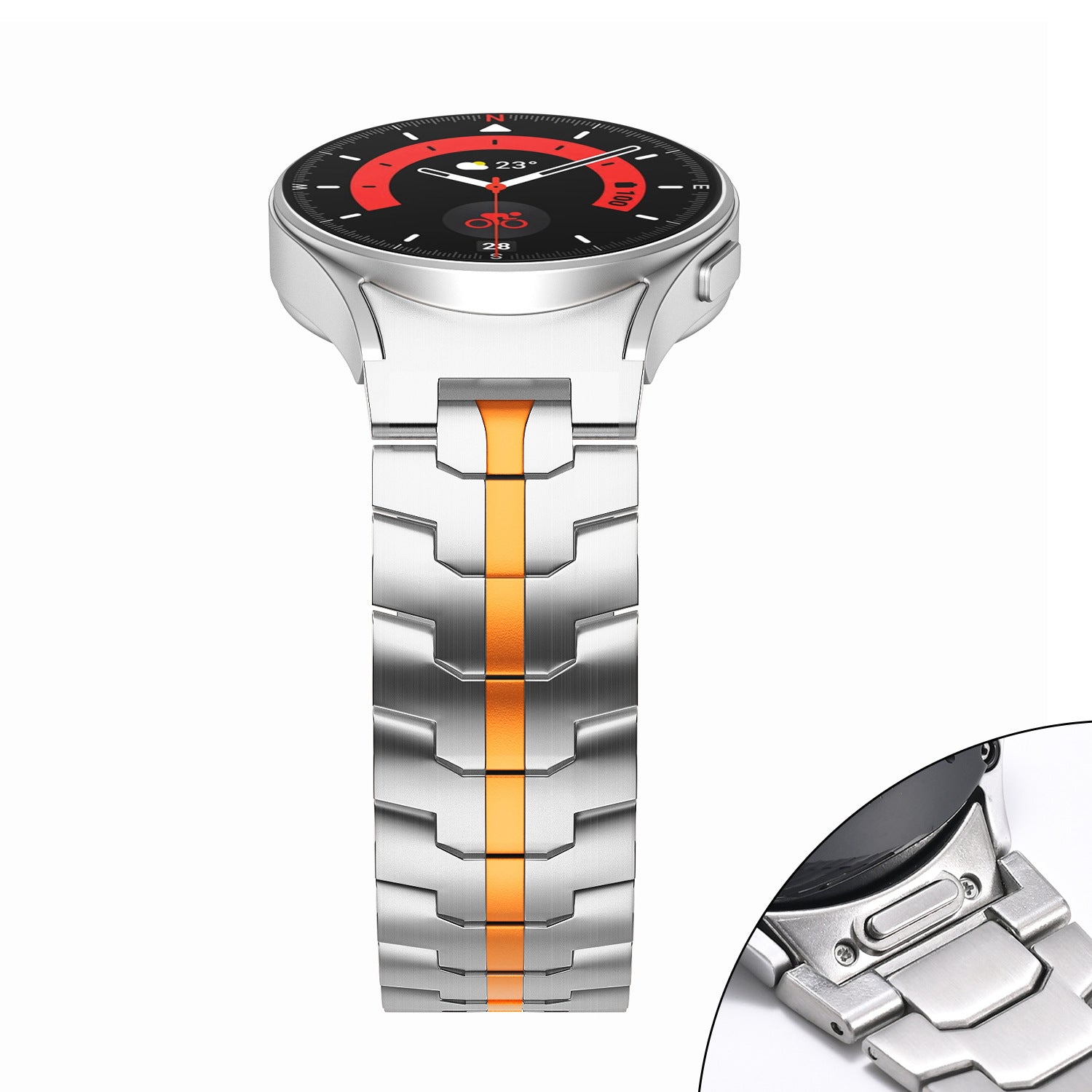 Applicable Samsung watch band stainless steel solid metal band Galaxy Watch5/6/7 Iron Man steel band