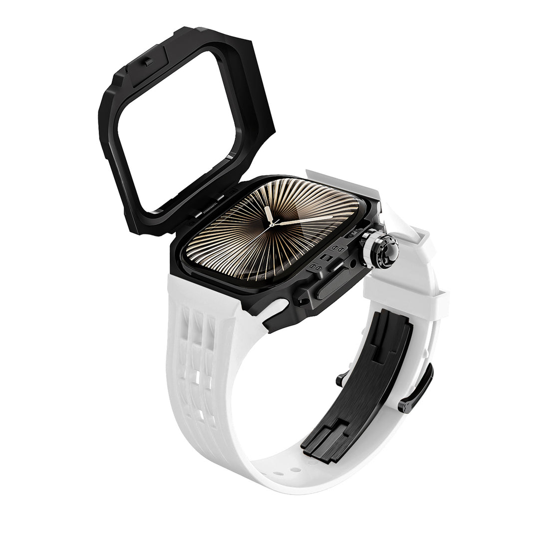 Bold Innovation: Black Case, White Band Timepiece