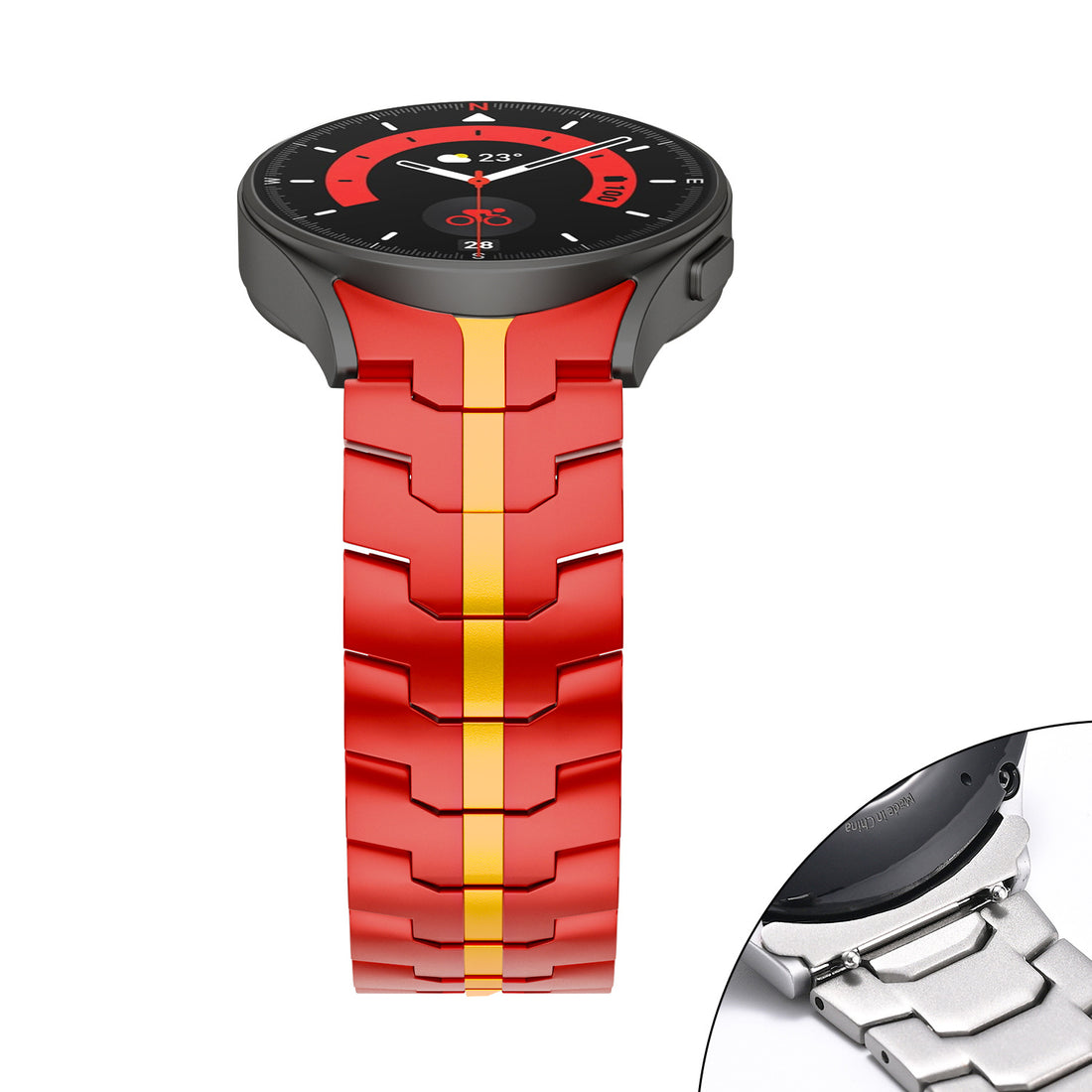 Applicable Samsung watch band stainless steel solid metal band Galaxy Watch5/6/7 Iron Man steel band