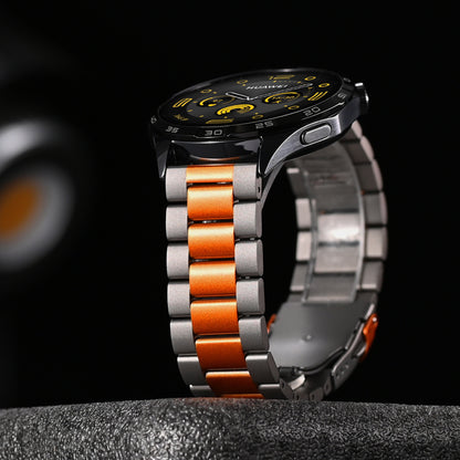 Suitable for Huawei titanium alloy strap 22mm Samsung titanium metal strap insurance buckle pure titanium three beads strap G T4PRO