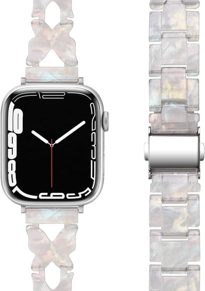 Resin Bracelet Chain-Link Apple Watch Band for Women with Butterfly Chain-Link Style