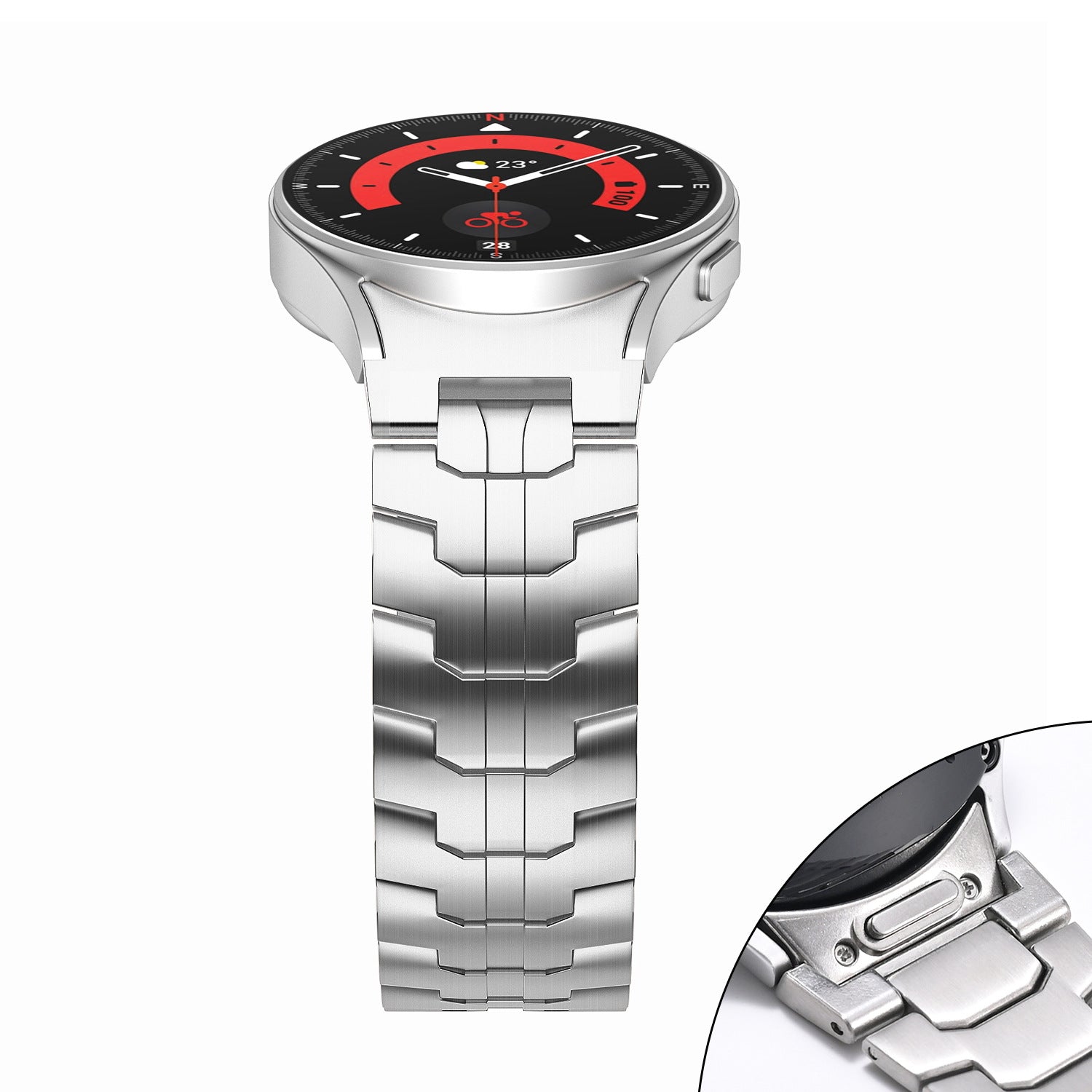 Applicable Samsung watch band stainless steel solid metal band Galaxy Watch5/6/7 Iron Man steel band